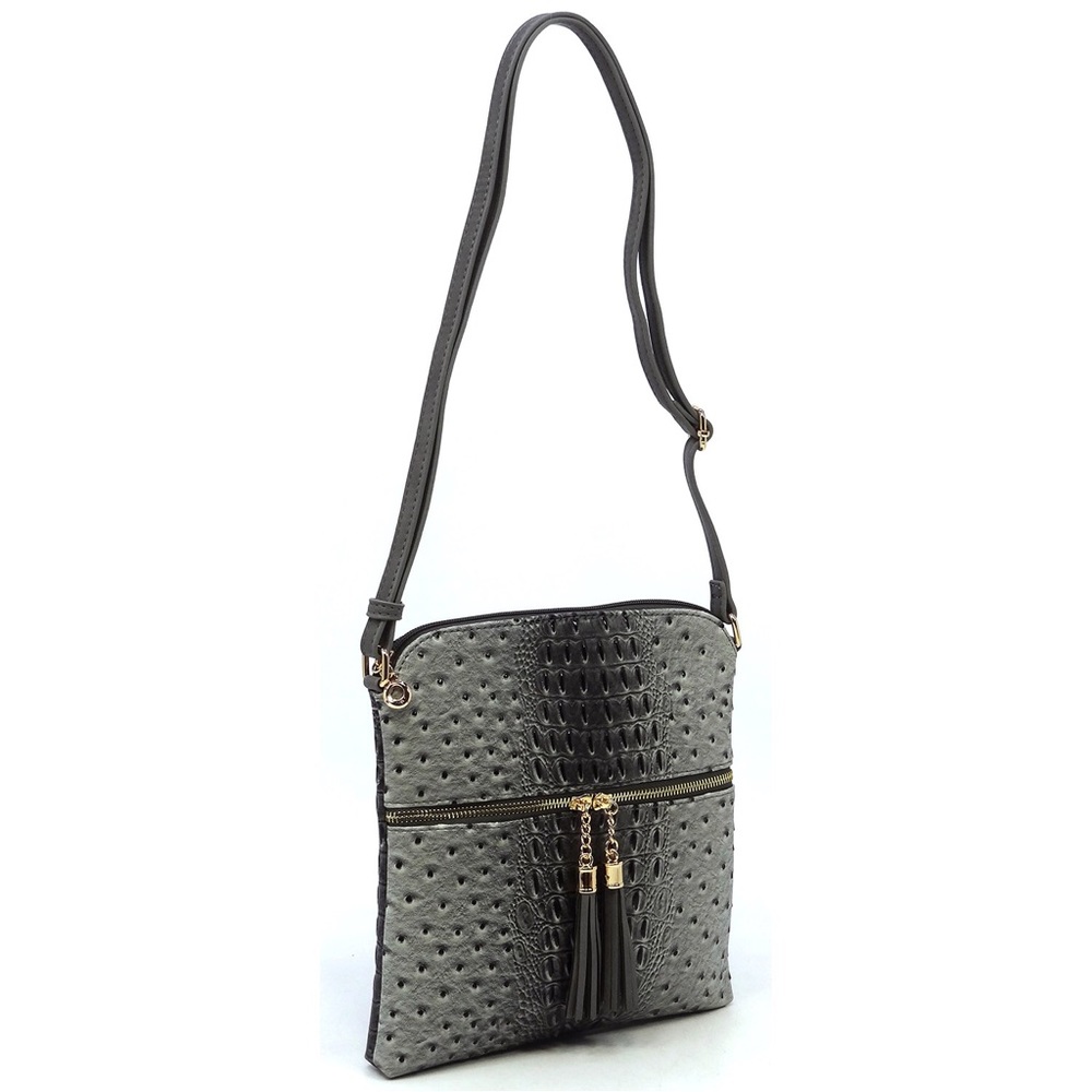 Vibrant Vegan Crocodile Animal Print Leather Crossbody Handbag - Picture 5 of 6